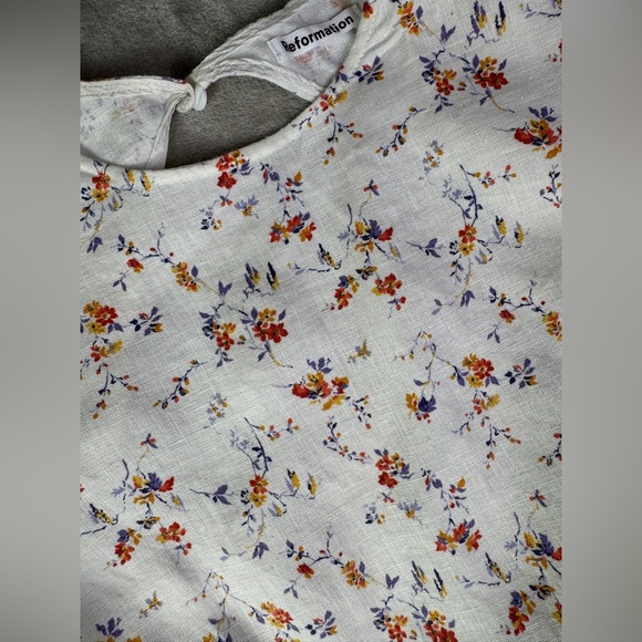 Reformation Floral Linen Top Size Medium Seychelles Peasant Cottagecore Feminine - Picture 6 of 12